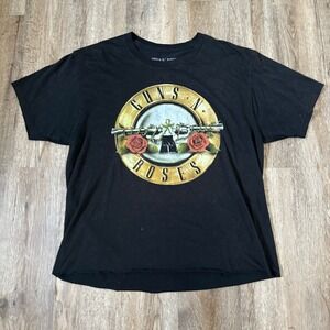 Guns N Roses Graphic T-Shirt Mens Large Black Bullet Logo Rock Band Tee L 0857